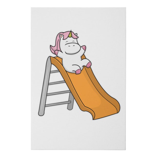 Unicorn with Swing Faux Canvas Print (Front)