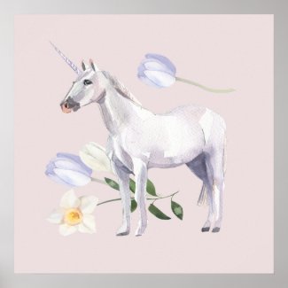 Unicorn with Tulips and Daffodil