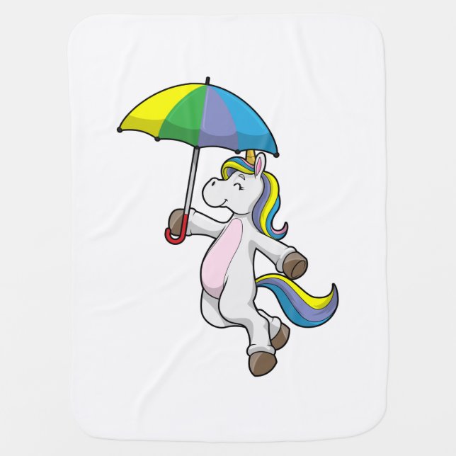 Unicorn with Umbrella Baby Blanket (Front)