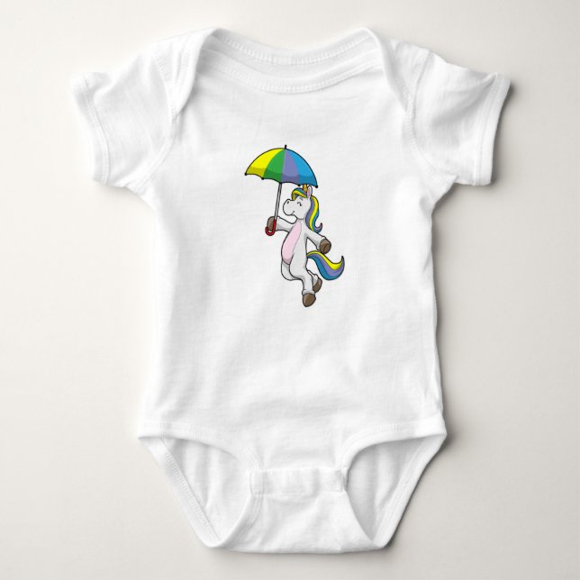 Unicorn with Umbrella Baby Bodysuit (Front)