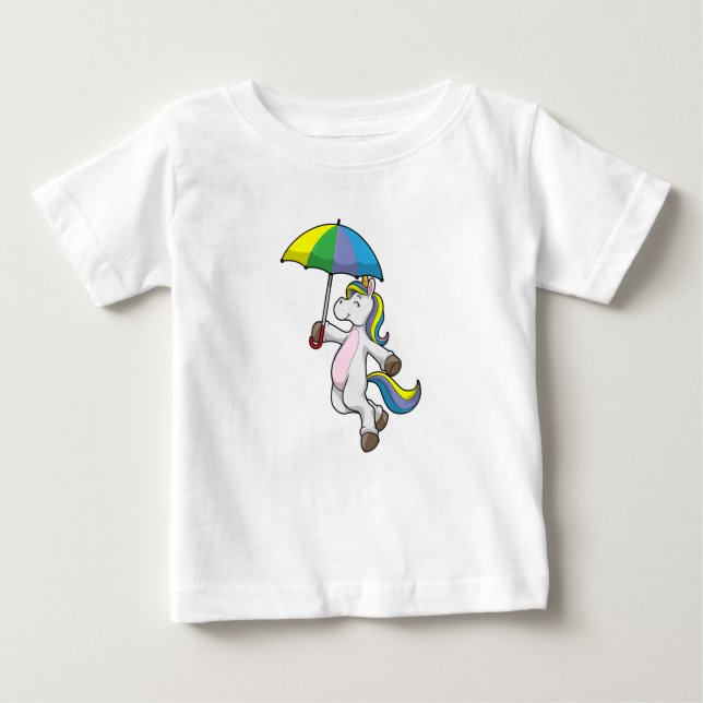 Unicorn with Umbrella Baby T-Shirt (Front)