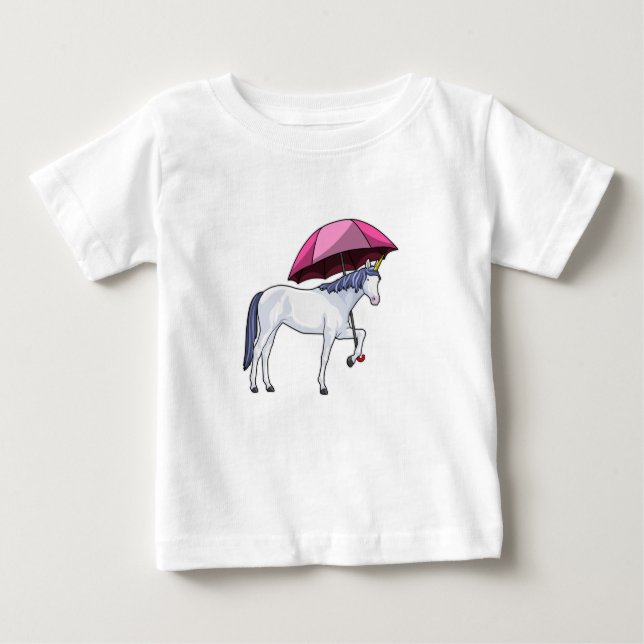 Unicorn with Umbrella Baby T-Shirt (Front)