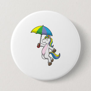 Unicorn with Umbrella Button