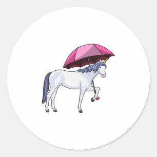 Unicorn with Umbrella Classic Round Sticker