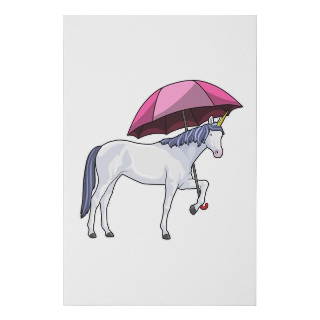 Unicorn with Umbrella Faux Canvas Print (Front)