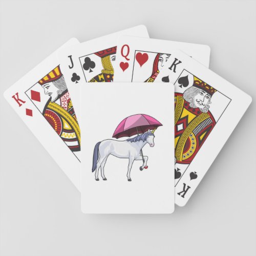 Unicorn with Umbrella Poker Cards