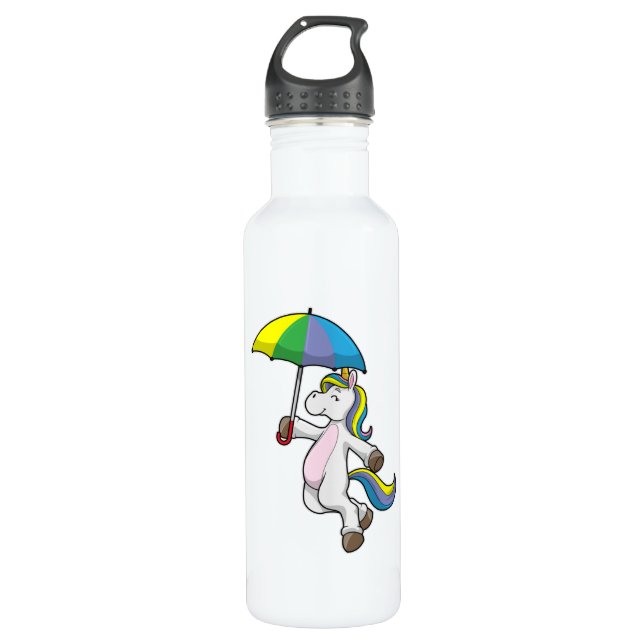 Unicorn with Umbrella Stainless Steel Water Bottle (Front)