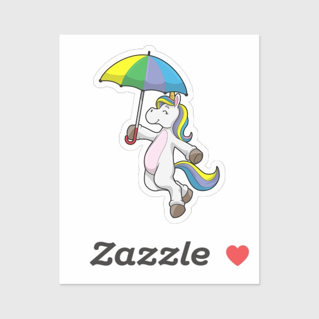 Unicorn with Umbrella Sticker (Sheet)