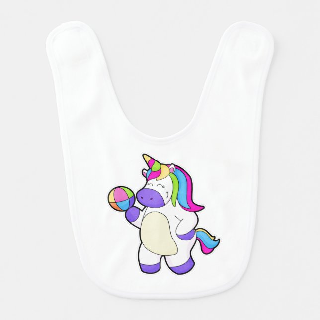 Unicorn with Volleyball Baby Bib (Front)