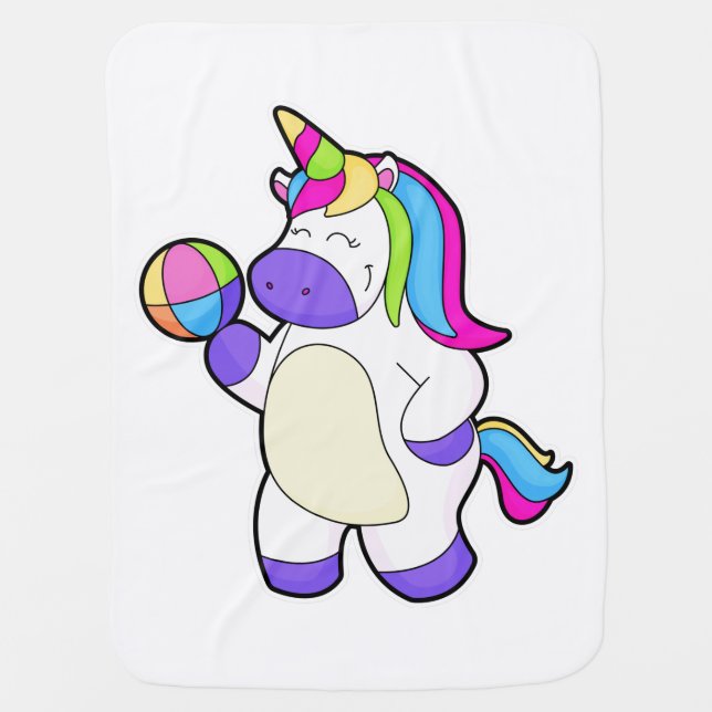 Unicorn with Volleyball Baby Blanket (Front)