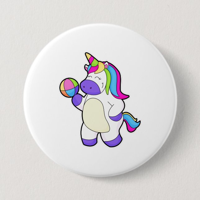 Unicorn with Volleyball Button (Front)