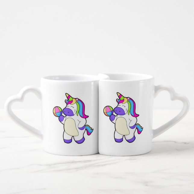 Unicorn with Volleyball Coffee Mug Set (Front Nesting)