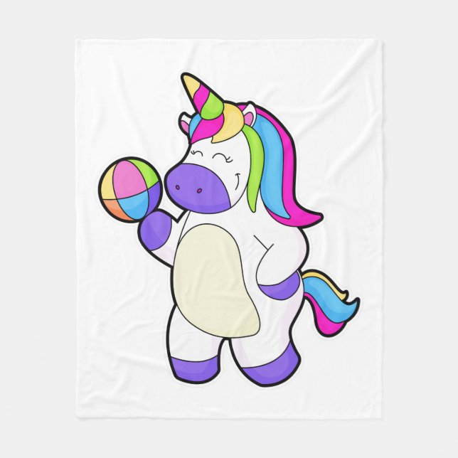 Unicorn with Volleyball Fleece Blanket (Front)