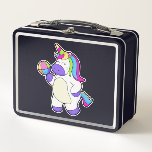 Unicorn with Volleyball Metal Lunch Box