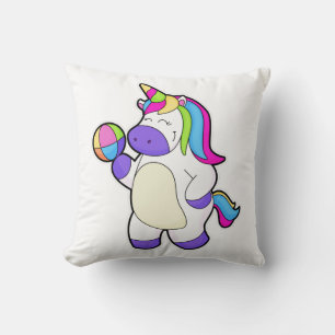 Unicorn with Volleyball Throw Pillow