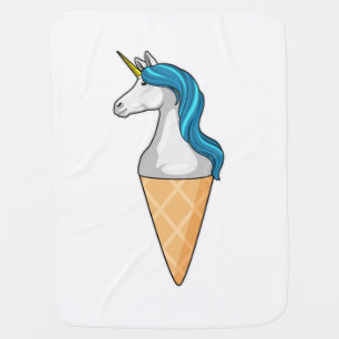Unicorn with Waffle ice cream Baby Blanket
