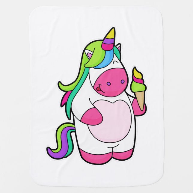 Unicorn with Waffle Ice cream Baby Blanket (Front)
