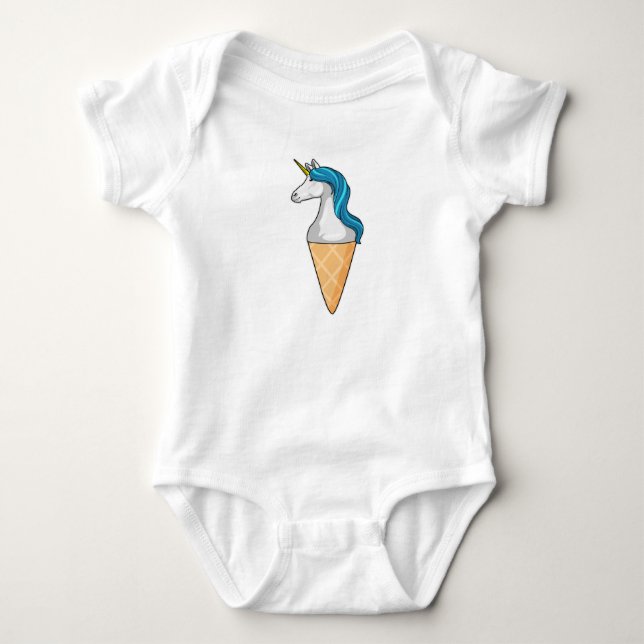 Unicorn with Waffle ice cream Baby Bodysuit (Front)