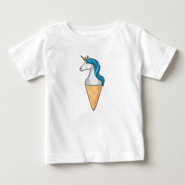 Unicorn with Waffle ice cream Baby T-Shirt (Front)