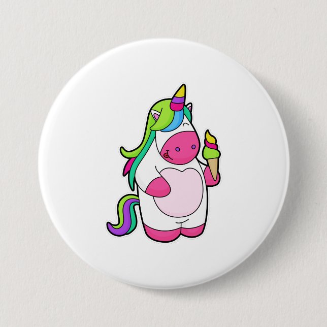 Unicorn with Waffle Ice cream Button (Front)
