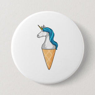 Unicorn with Waffle ice cream Button
