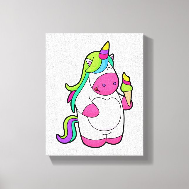 Unicorn with Waffle Ice cream Canvas Print (Front)