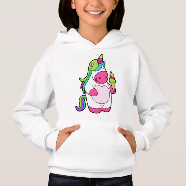 Unicorn with Waffle Ice cream Hoodie (Front)