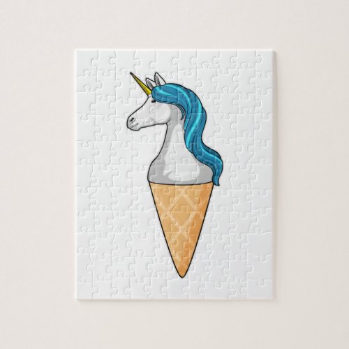 Unicorn with Waffle ice cream Jigsaw Puzzle