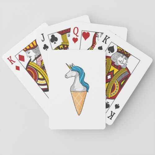 Unicorn with Waffle ice cream Poker Cards