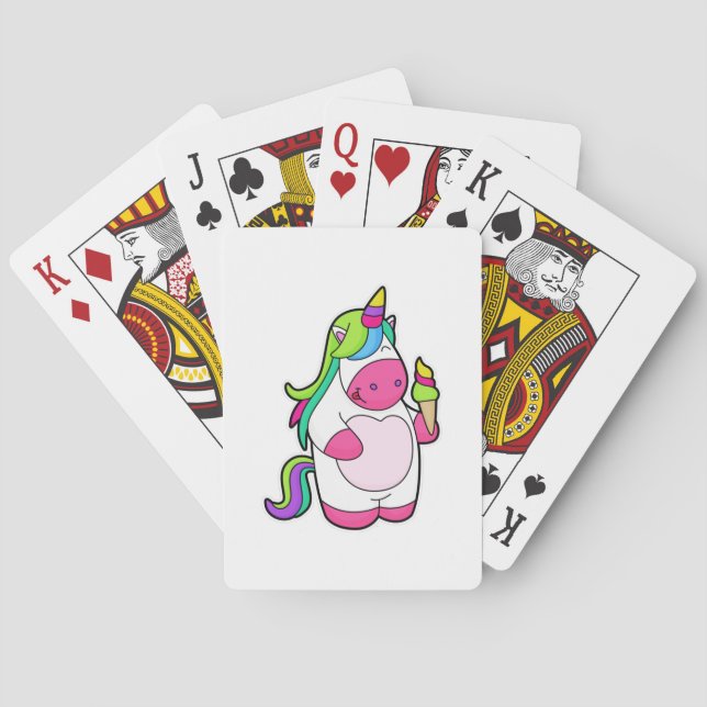 Unicorn with Waffle Ice cream Poker Cards (Back)
