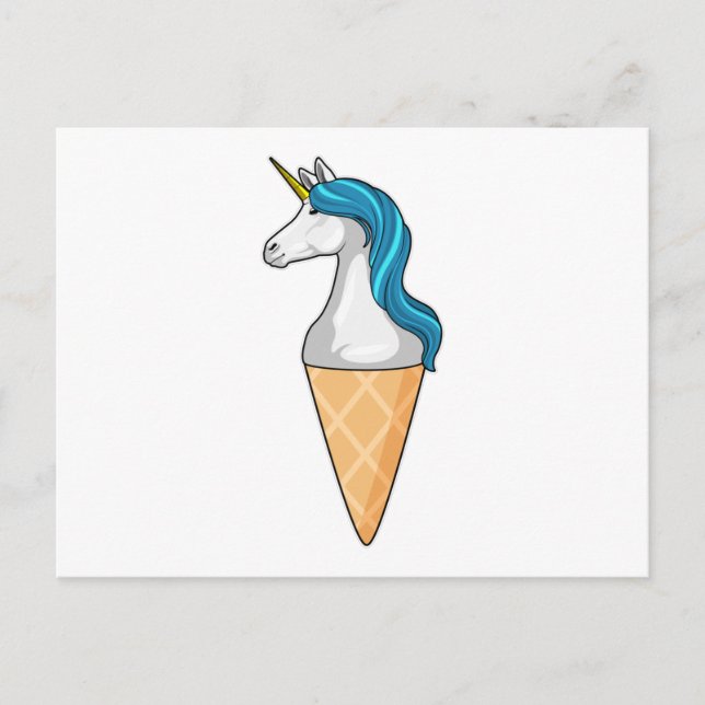 Unicorn with Waffle ice cream Postcard (Front)
