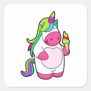 Unicorn with Waffle Ice cream Square Sticker