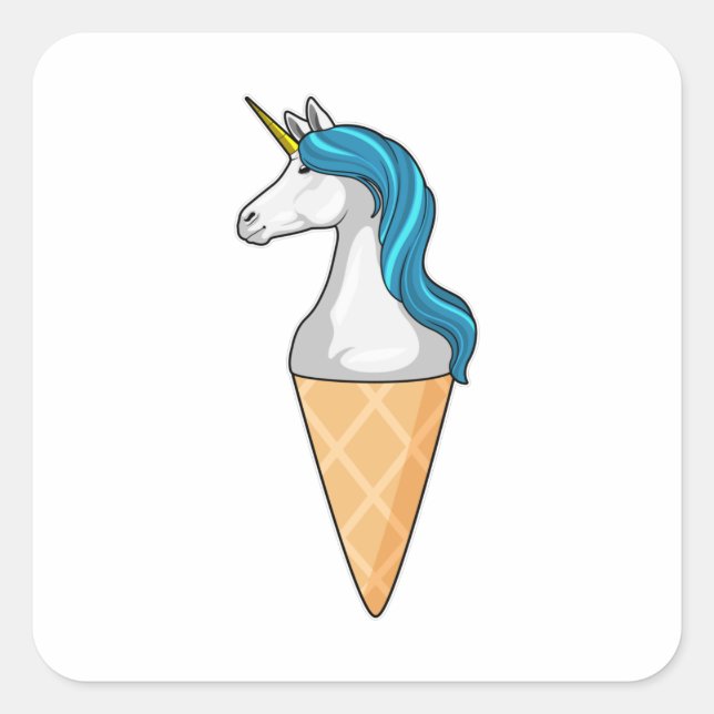 Unicorn with Waffle ice cream Square Sticker (Front)