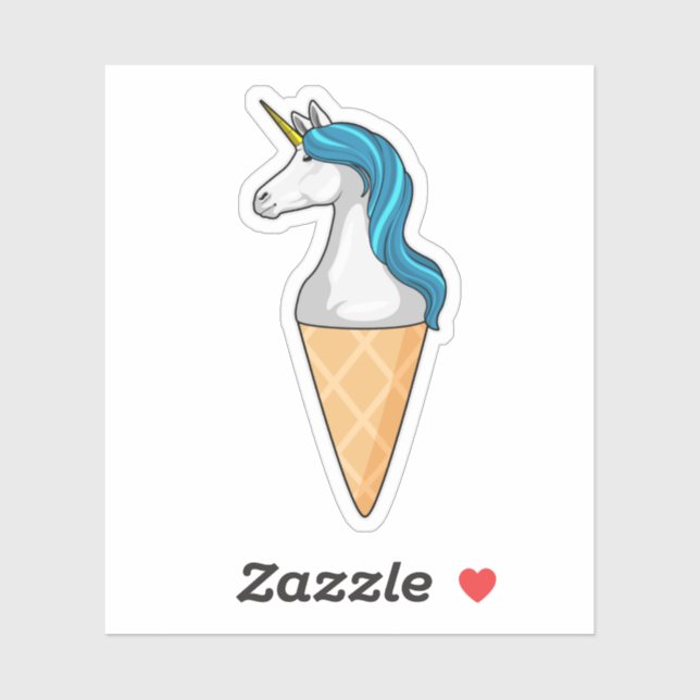 Unicorn with Waffle ice cream Sticker (Sheet)