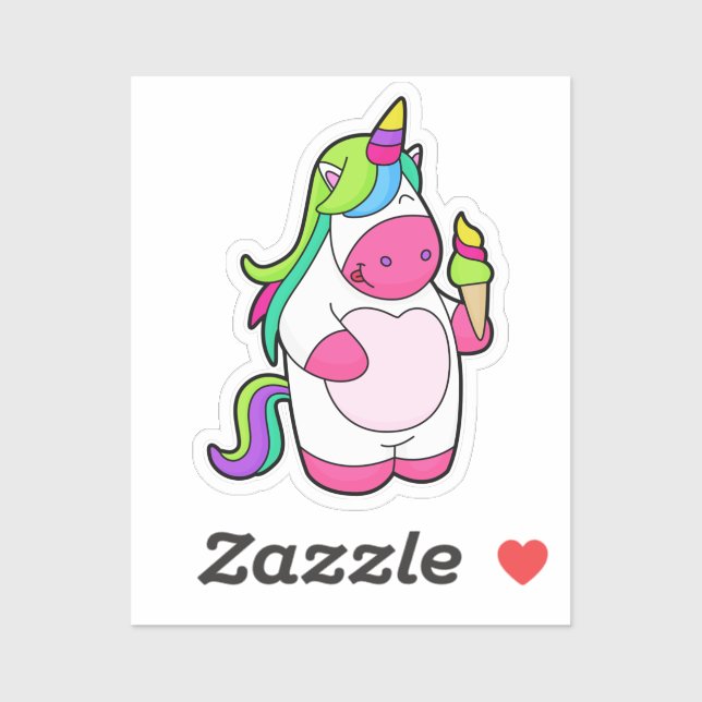 Unicorn with Waffle Ice cream Sticker (Sheet)