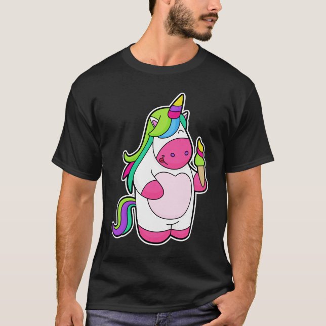 Unicorn with Waffle Ice cream T-Shirt (Front)