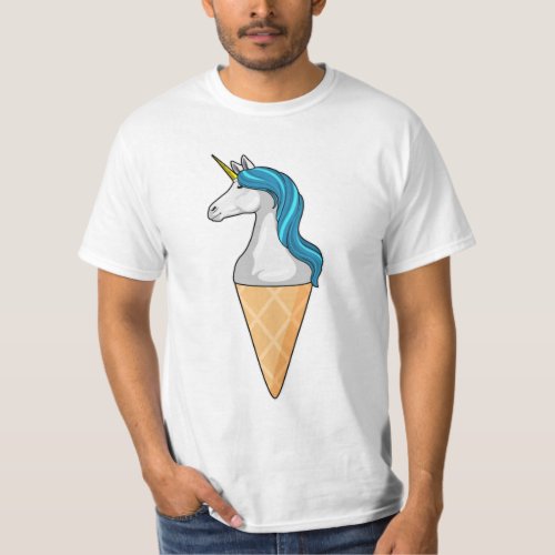 Unicorn with Waffle ice cream T_Shirt