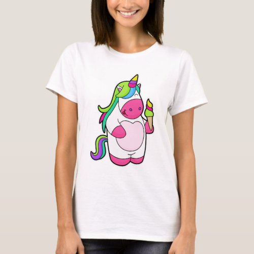 Unicorn with Waffle Ice cream T_Shirt