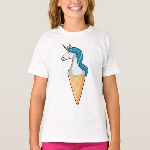 Unicorn with Waffle ice cream T_Shirt
