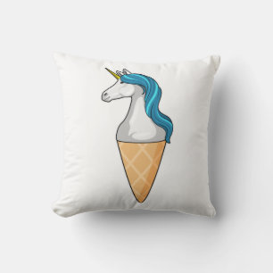 Unicorn with Waffle ice cream Throw Pillow