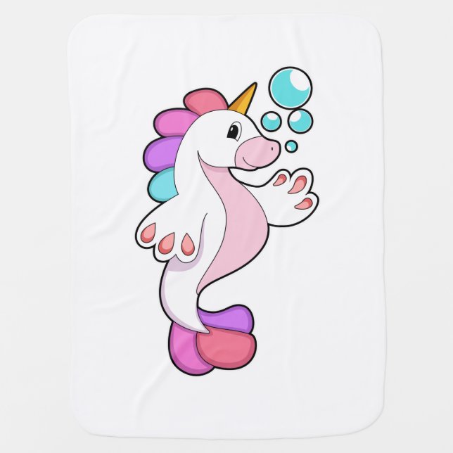 Unicorn with Water bubbles.PNG Baby Blanket (Front)