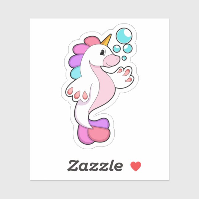 Unicorn with Water bubbles.PNG Sticker (Sheet)