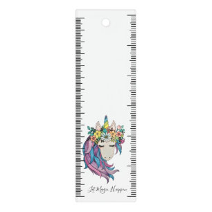 Unicorn With Wild Flowers In Watercolor Ruler
