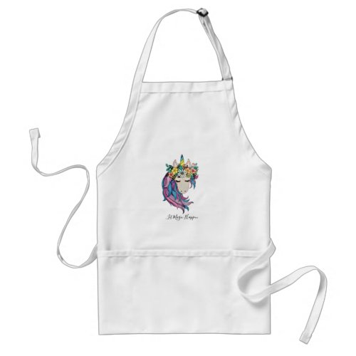 Unicorn With Wildflowers In Watercolor Adult Apron