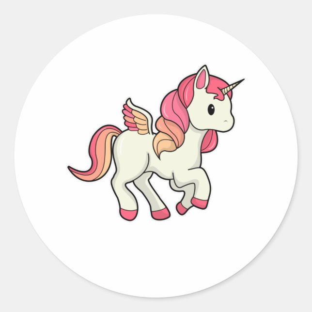 Unicorn with Wings Classic Round Sticker (Front)