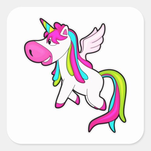 Unicorn with Wings Square Sticker