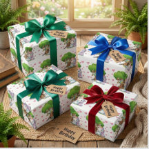 Unicorn & Woodland Friends Wrapping Paper Cute 