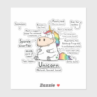 Unicorn Wordy Art Vinyl Sticker