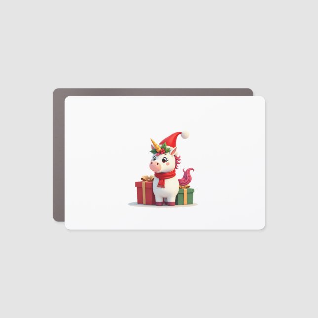 Unicorn Xmas Decoration Santa Unicorn Christmas T- Car Magnet (Front)