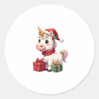 Unicorn Xmas Decoration Santa Unicorn Christmas T- Classic Round Sticker